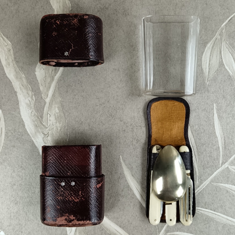Victorian Folding Campaign Cutlery Set in Morocco Leather Case (2).jpg